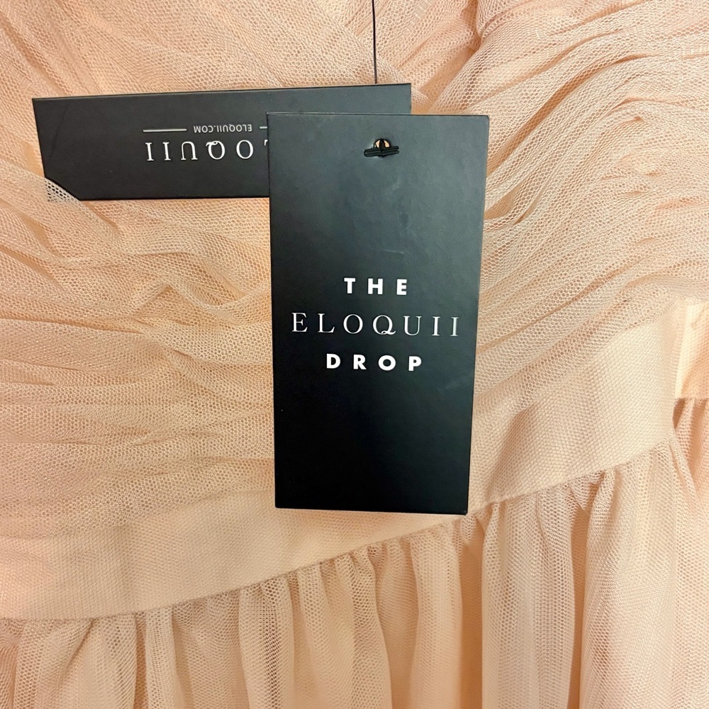 Eloquii Nabela Noor Peach Pink Tiered Puff Sleeve Glinda Style Dress Size 16 NEW - Picture 7 of 14